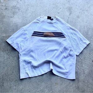 Vintage Harley-Davidson Striped Embroidered T Shirt